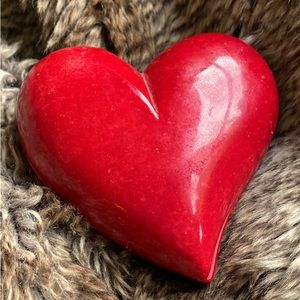 Genuine Volterra Red Stone Heart Trinket Box Made In Italy